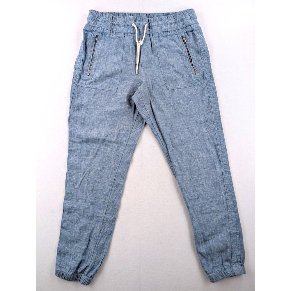 Athleta Cabo Linen Jogger Womens Size 8 Blue Elastic Waist Pants